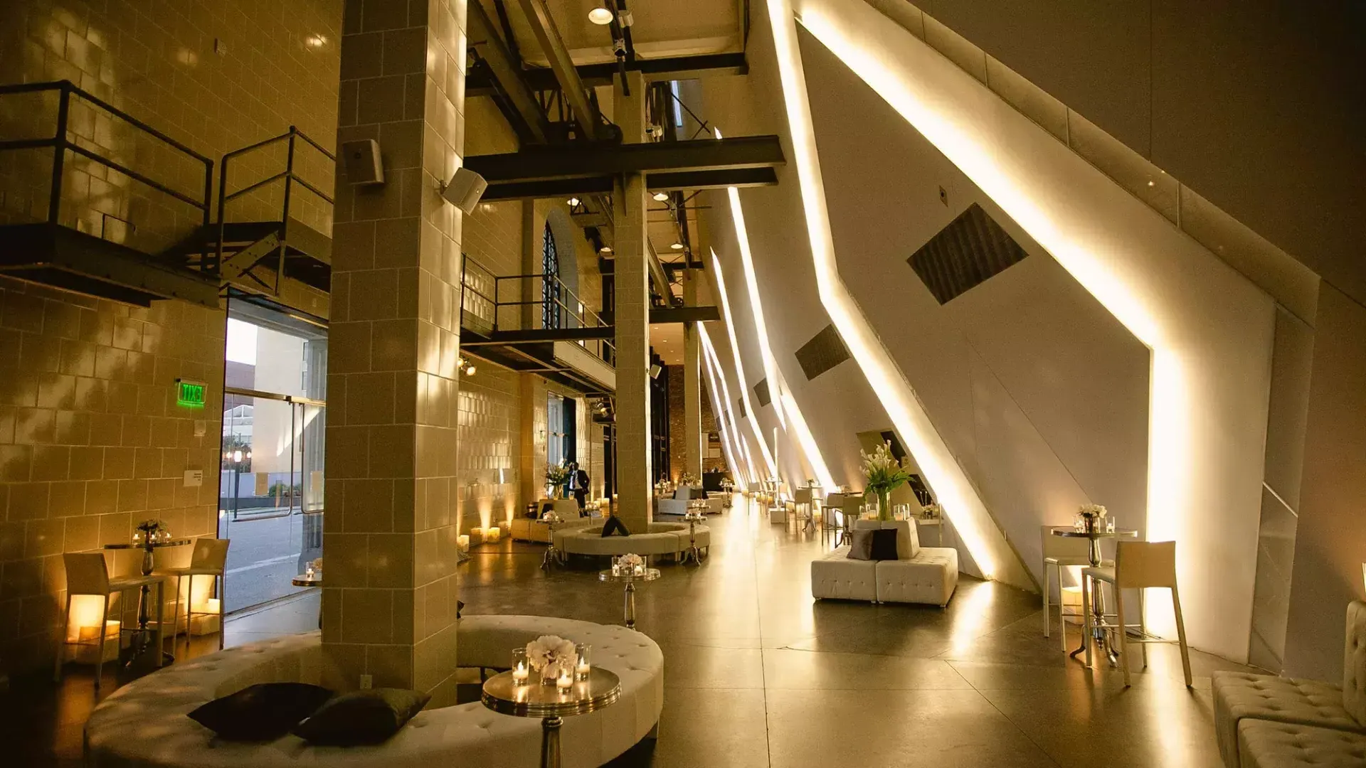 Interior of a loungey event space at the Contemporary Jewish Museum. San Francisco, California.