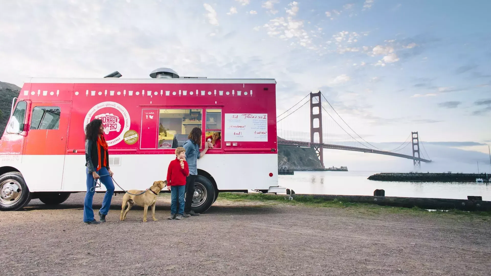 Visitors enjoy ice cream from the Garden Creamery truck.